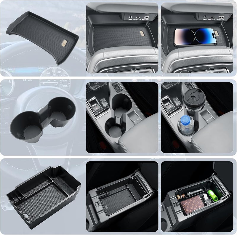 BIBIBO 3Packs 2024 2025 2026 Crosstrek Center Console Organizer for 2023-2026 Subaru Crosstrek&2024+Subaru Impreza Console Trays+ Insert Cup Holder& Wireless Charging Mats Crosstrek 2024 2025 2026 - Image 2